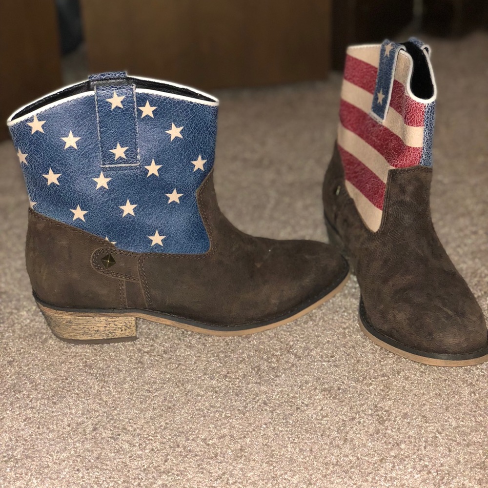 Real leather American Flag boots